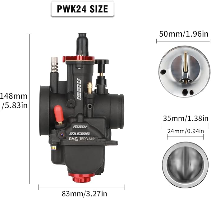 NIBBI Carburetor PWK 24mm Motorcycle, 125cc-150cc Power Carb With Carb Jets, Fit GY6 Engine Dirt Bike Mini Bike SSR TTR Apollo TaoTao ATV