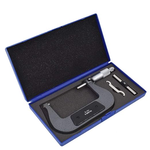 findmall 3-4" Outside Micrometer 0.0001" Carbide Tipped 3-4 Inch Micrometer Machinist Tool