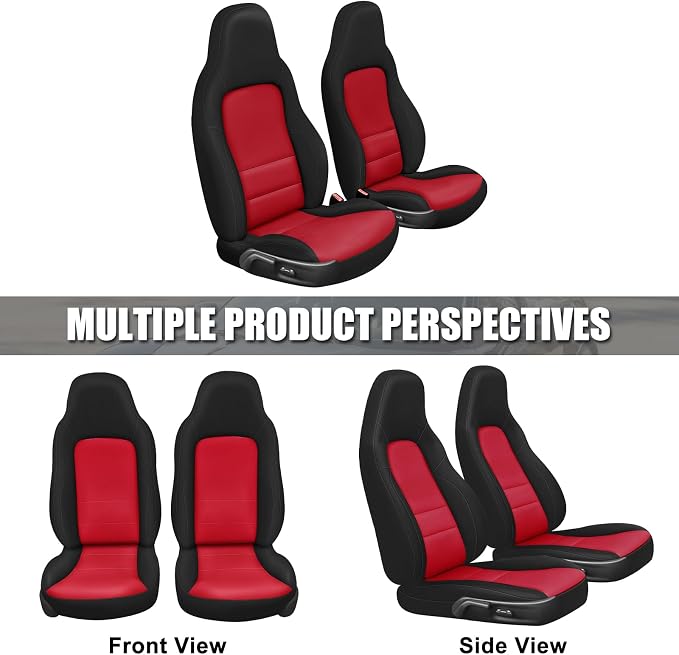 SAPUBK Custom-Fit Front Seat Covers Replace for 2005-2013 Chevy Corvette C6, Driver and Passenger Premium Leather with Composite Soft Foam Lining Seat Cover