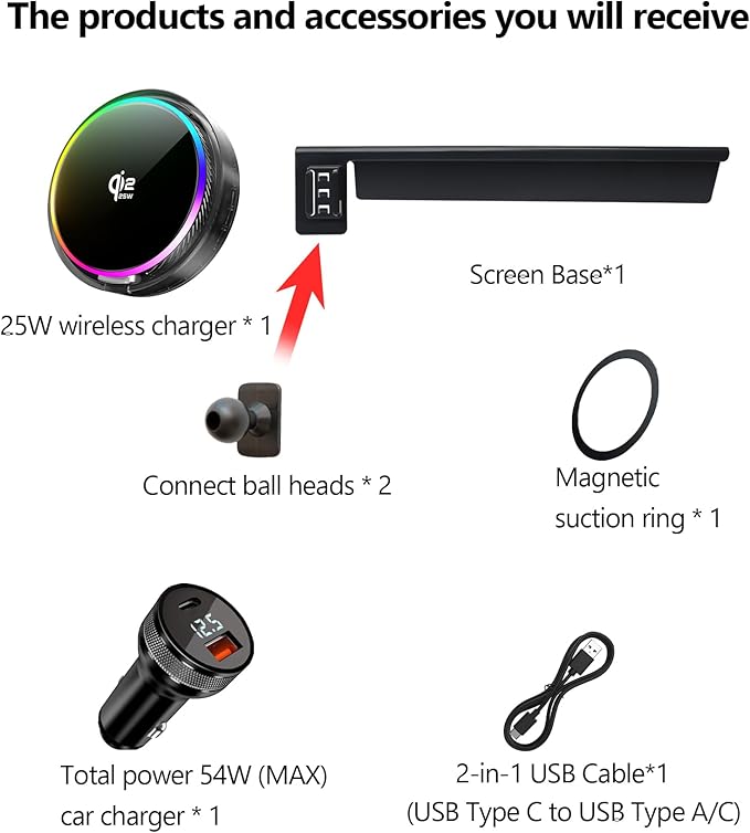 Qi2.2 25W Magnetic Car Mount Charger for 2024-2026 BMW The X5/X6/2023-2026 BMW X7 Accessories,for Fast Charging Cell Phone Holder 14.9 Inch Screen Fixed Clip with Cooling Fan＆54W Fast Adapter