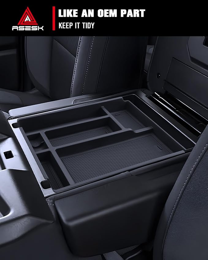for 2019-2026 Chevy Silverado 1500& 2020-2026 Silverado 2500HD 3500HD (Split-Bench Folding Seat) Armrest Storage Box 2PCS Center Console Tray&Dividers Console Organizer ABS Materials