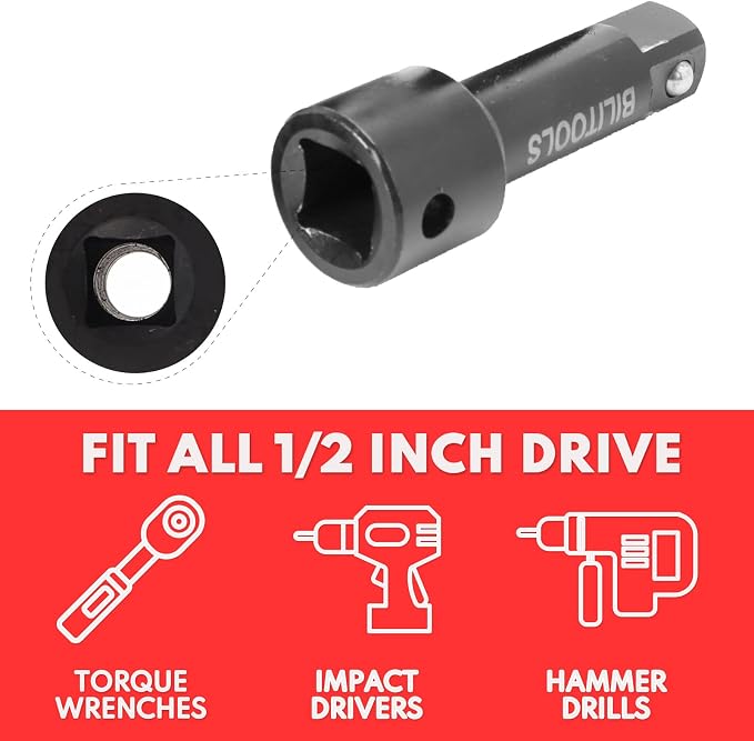 BILITOOLS Lug Nut Impact Socket Set& 17-Piece Pass Through Socket Set, 3/8" & 1/2" Drive Pass Thru Spline Socket & Ratchet Set Go Through Design Metric/SAE 10-24mm
