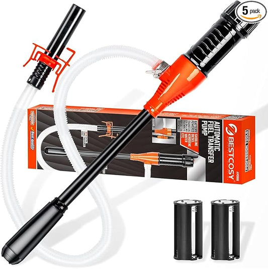 Portable Transfer Pump Battery Operated Electric Siphon Pump for Gas, Fuel, Diesel, Water Transfer 2.4 GPM Flow Oil Extractor -Easy to Use Hand Fuel Pump, Multi-Use Siphon Fuel Transfer Pump