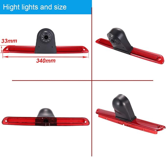 1280 * 720 Pixels Car Third Roof Brake Lamp Rear View Backup Camera Replacement for VW Crafter Caravelle 2007-2015 Mercedes Benz Sprinter W906 Waterproof Night Vision Parking Reverse Camera