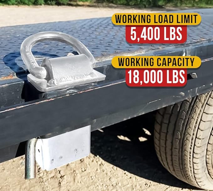 Mytee Products Heavy Duty Adjustable Trailer Stake Pocket D Ring Zinc Coated w/ 1/2" Hitch Pin, Load limit 5400 lbs& 4 Adjustable Hole Stake Pocket D-Ring Tie Down Utility for Flatbed Trucks & Trailer