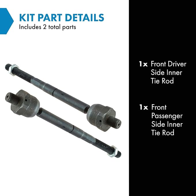 TRQ Inner Driver and Passenger Side Tie Rod Set 2 Piece Compatible with 2007-2014 Ford Expedition 2009-2014 Ford F-150 2007-2014 Lincoln Navigator