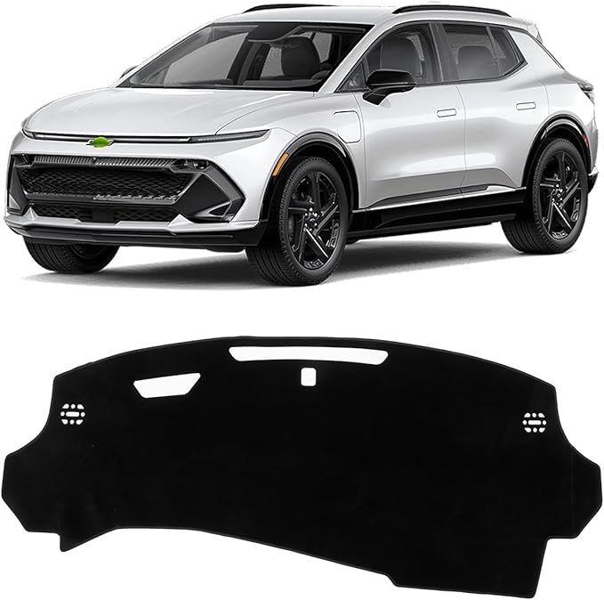 KUST Black Dash Cover for Chevy Equinox EV 2024 2025 2026 Polyester Dashboard Cover Left Hand Drving Dash Carpet Non-Slip Interior Accessories for Equinox Custom Fit Dash Mat