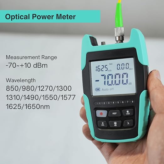 TM530 4-in-1 Fiber Optic Tester — Optical Power Meter -70~+10 dBm, 10km VFL Visual Fault Locator, RJ45 Cable Tester & LED Light, Rechargeable, FC/SC/ST Fiber Light Meter