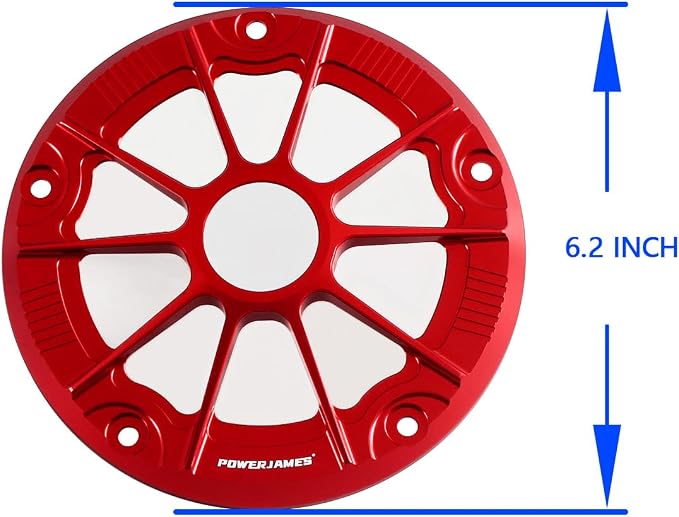 POWER JAMES Red Aluminum Visible Primary Cover Clutch Derby Cover with PC Arcylic Fits for Harley Davidson 2018 Sport Glide and 2019-2024 FL FX Softail Models (Red)