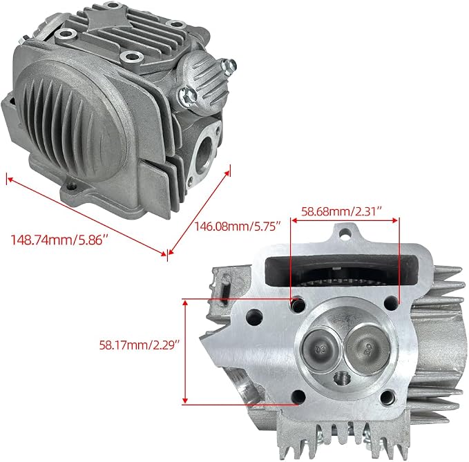 Motorcycle Cylinder Head Assembly Kit+Piston Ring Gasket Kit for 56mm Bore YX140cc YX150cc 1P56YMJ 1P56FMJ 1P56FMJ-5 Horizontal Engine