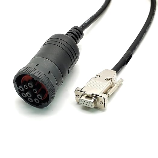 J1939 Deutsch 9Pin Connector to DB9 Female CAN Cable，DB9 to J1939 CAN Bus Diagnostic Adapter Cable for Heavy Duty Vehicles 50CM