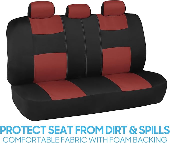 BDK PolyPro Car Seat Covers Full Set in Terracotta on Black, Front and Rear Split Bench Seat Covers for Cars, Easy to Install Car Seats Cover Set and Accessories for Auto Trucks Van SUV - Terracotta