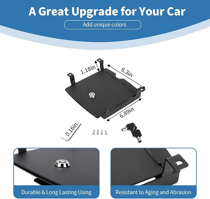 for Jeep JL Center Console Storage Safe Box with Key Lock for Jeep Wrangler JL JLU 2018+ for Gladiator JT 2020+ Black Interior Accessories 1pc
