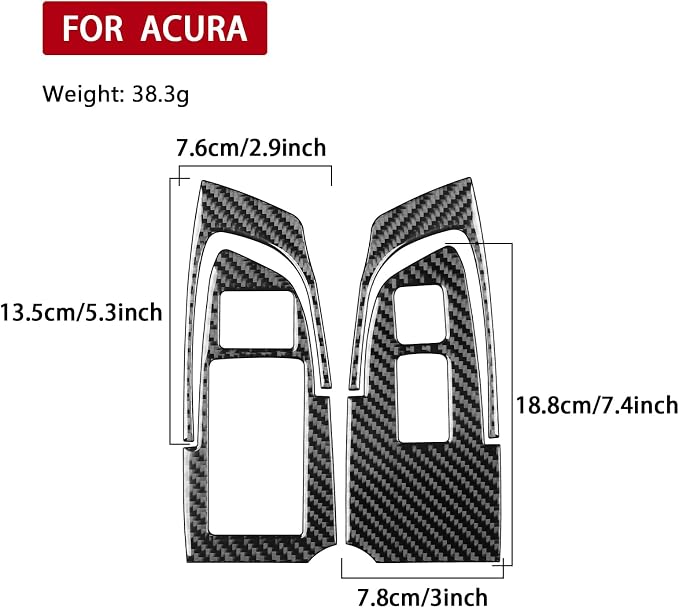 Black Soft Carbon Fiber car Interior Rear Front Window 4/Piece Decorative Sticker Suitable for Acura TSX 09-14 Carbon Fiber car Interior