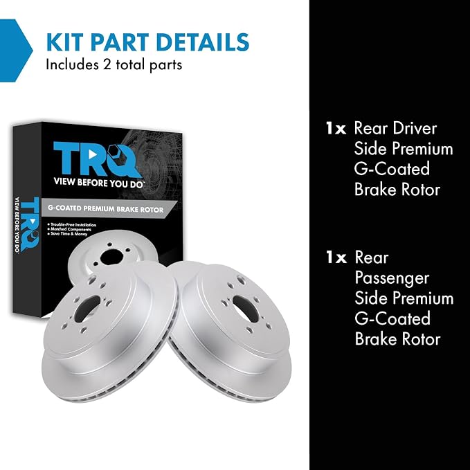 TRQ Rear Brake Rotor Set Coated Compatible with 10-14 Subaru Legacy 3.6R 2.5GT 10-14 Subaru Outback 3.6R 17-20 BRZ with 290 mm Diameter Rear Rotors