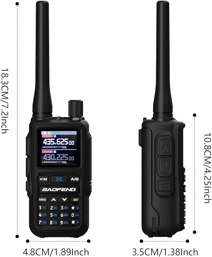 BAOFENG UV-5R Mini Two Way Radio BF-5R Mini Walkie Talkie Wireless Power Adjustable Tiny Size Frequency Copy 999 Channels Type-C Four Colors Portable Ham with 771 Antenna and Headset（2 Pack） (Black)