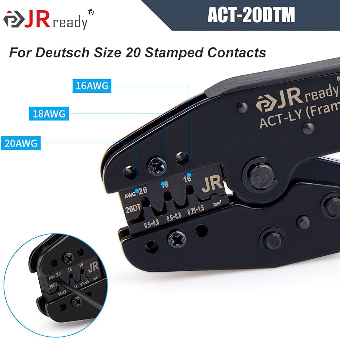 JRready ACT-20DTM Crimp Die for Open Barrel Crimping Tool ACT-LY Frame, Deutsch DTM Connector Pin Crimp Die for Size 20 Stamped Contacts(16-20AWG)