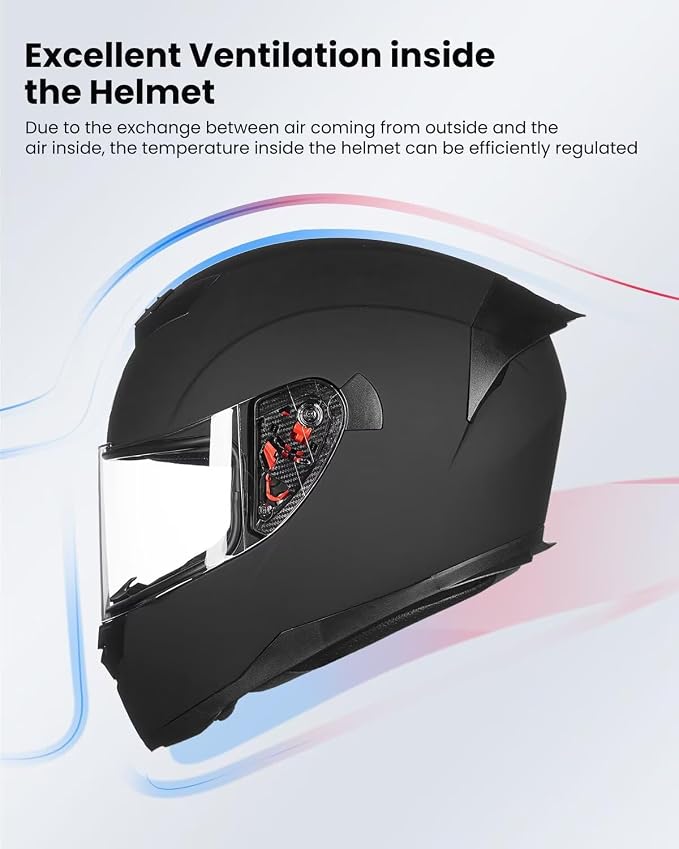 ILM Full Face Motorcycle Helmet for Motocross Street Bike DOT Certified 2 Visors Model-317(Matte Black, XL)