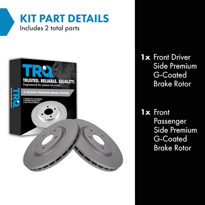 TRQ Front Brake Rotor Set Compatible with 12-19 Chrysler 11-20 Dodge 13-15 Ram