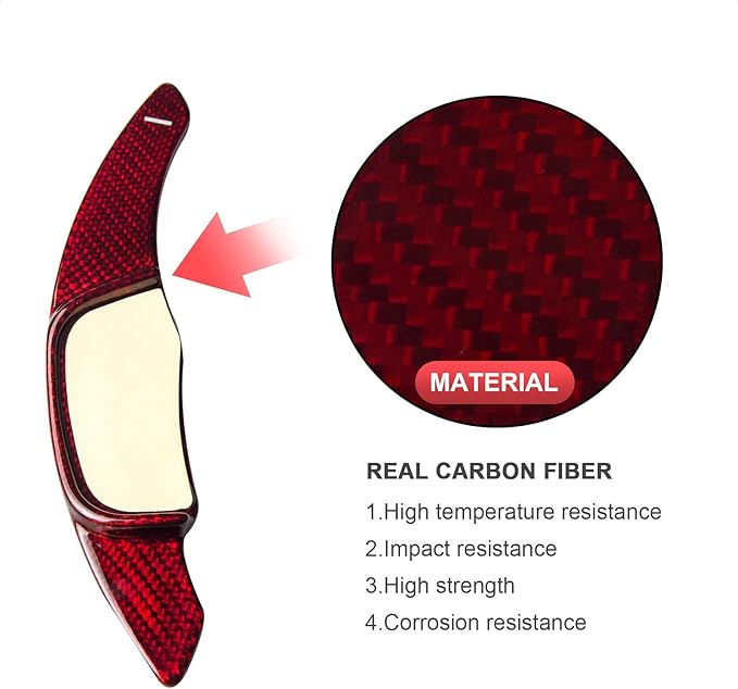 Steering Wheel Shift Paddle Extended Shifter Trim Cover Compatible with Volkswagen Golf 7 Scirocco SAGITAR GLI LAMANDO GTS Polo GTI Carbon Fiber Car Accessories Gloss Red
