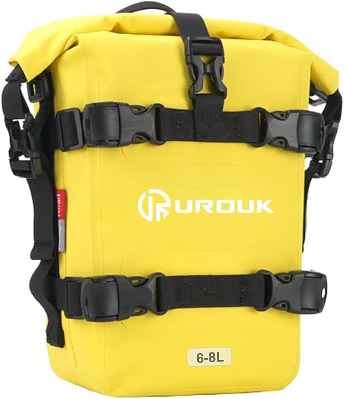 6-8L Waterproof Motorcycle Bumper Bag Motor Crash Bar Bag Side Frame Pannier Bag with Shoulder Strap - Essential Riding Gear for Motorcycles, Yellow