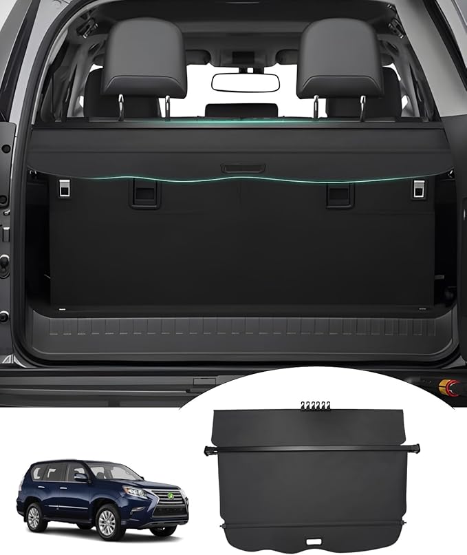 Powerty Retractable Cargo Cover for Lexus GX 460 GX460 2010-2023, Canvas Texture Trunk Cover Privacy Screen Rear Security Shade for GX460 Accessories (with Extented Cover)