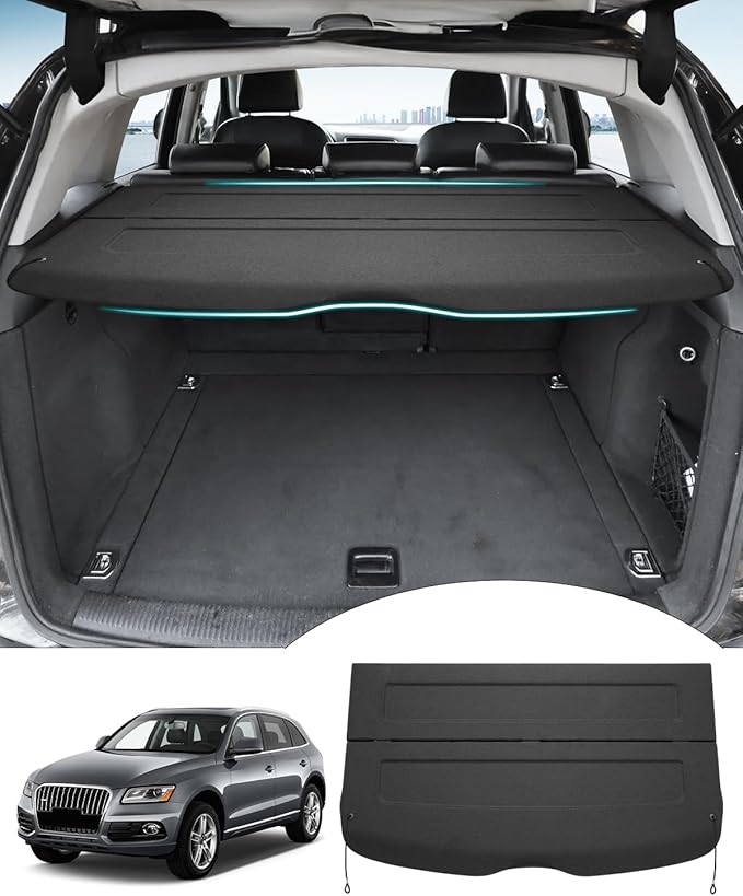 Powerty Cargo Cover for Audi Q5 2009-2017, Trunk Cover Privacy Screen Rear Security Shade Cover Cargo Board for Q5 Accessories(Can Withstand Load)