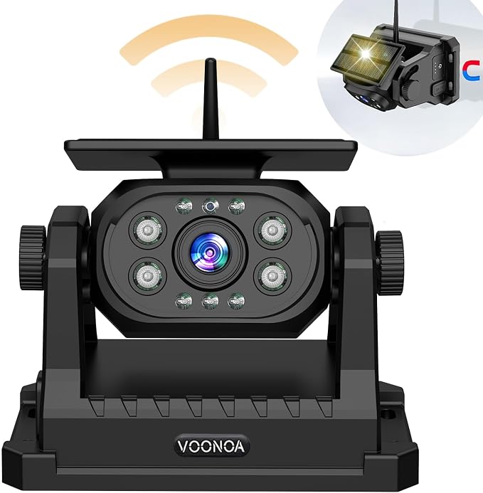 VOONOA Magnetic Wireless Backup Camera, Add-on or Replacement Camera for VOONOA VN003 Only, 9600mAh Rechargeable Battery Solar Back up Camera for Car RV Truck Trailer