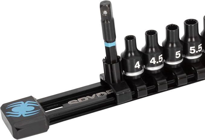 Spyder 15-Piece 1/4-inch Spline Drive Metric Shallow Impact Socket Set with Adapter, for 6pt, 12pt, Star, Square, Spline and Damaged Fasteners