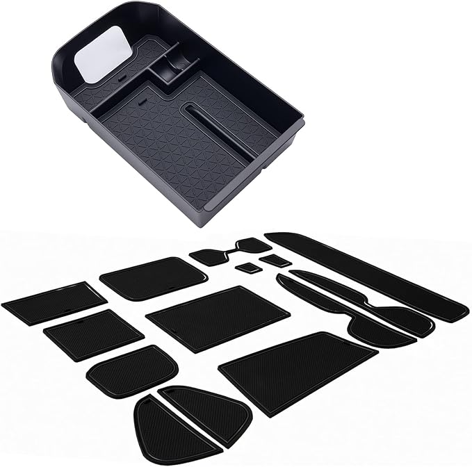 JDMCAR Custom Liners (Black Trim) and Center Console Organizer Compatible with 2022 2021 2020 2019 RAV4 Accessories