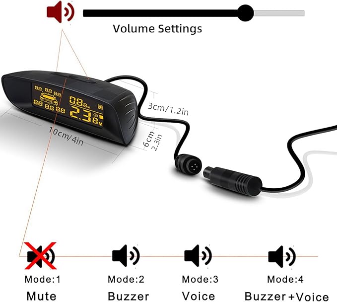 Front & Rear 8 Parking Sensor Kit with LCD Display Parktronic 22mm Probes Reverse Backup Radar System Distance Detection Sound Warning for Vehicle car SUV