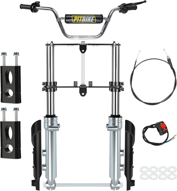 Mini Bike Front Forks Suspension Kit Replacement for Monster Mega Moto MMB80 MMB105 Motovox MBX10 MBX11 GMB100 Coleman CT100U Baja DB30 TrailMaster Storm 200 Parts 7/8 22mm Handlebar Risers