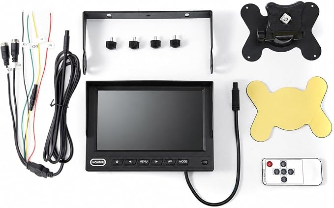 7" Car Monitor with DVR Recording Dual Split Screen Display 4-Pin Connector | 1024x600 IPS Screen, DVR Loop Recording, Supports 2 camera inputs (CVBS & AHD), Compatible 4-Pin Vehicle Camera Systems