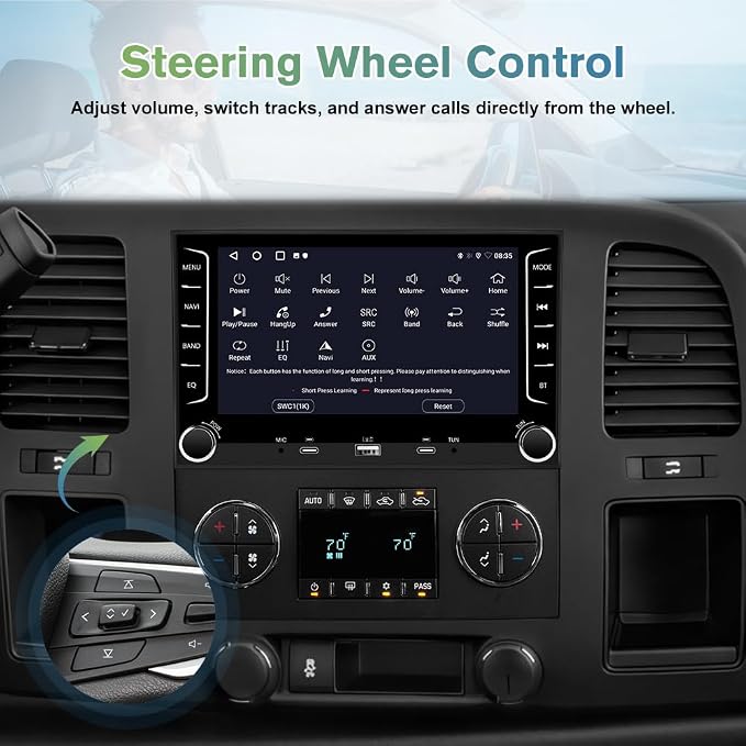 Touch Screen Radio for Chevy Silverado 1500 2500 3500 2007-2013, Android Stereo for Silverado GMC Sierra Acadia Support CarPlay Android Auto AM/FM GPS 4Core 64GB - with Camera