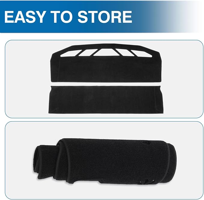 KUST Black Dash Cover for Tesla Cybertruck 2024 2025 2026 Polyester Dashboard Cover Non-Slip Interior Accessories for Tesla Cybertruck Custom Fit Dash Mat Sunshade Windshield No Glare