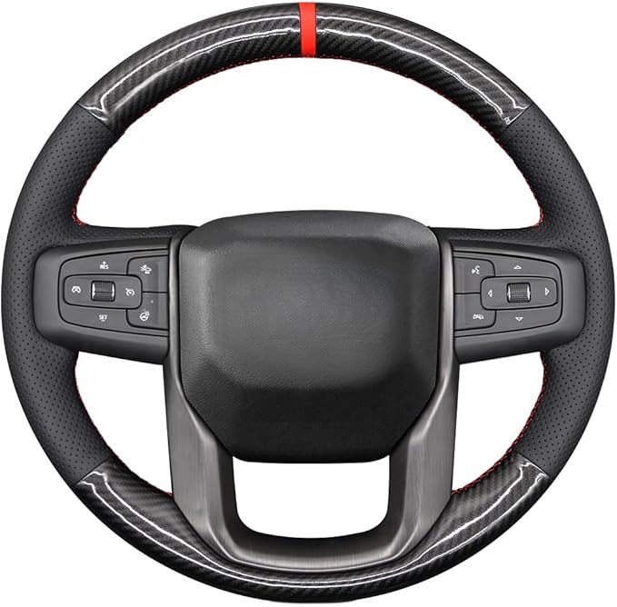 MEWANT Hand Stitch Car Steering Wheel Protector Wrap Cover for GMC Sierra 1500 2019-2023 / Sierra 1500 Limited 2022 / Sierra 2500 2020-2024 / Sierra 3500 2020-2024 / Yukon (XL) 2021-2023 Accessories