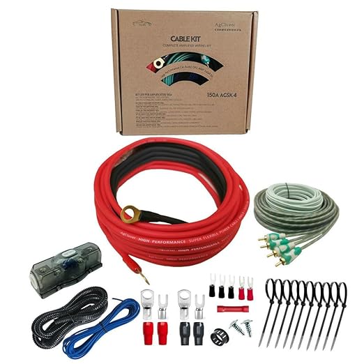 4GA Amp Wiring Kit, 100% Oxygen Free Copper OFC 3000W Complete Amplifier Wire Installation Accessories - Make Connections and Brings Power to Car, Home and Marine Audio Systems AGSK4