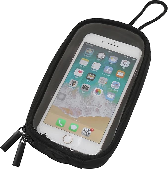 X AUTOHAUX Universal 7'' Magnetic Tank Bag with Headphone Hole PU Leather Waterproof Motorbike Saddlebag for Motorcycle