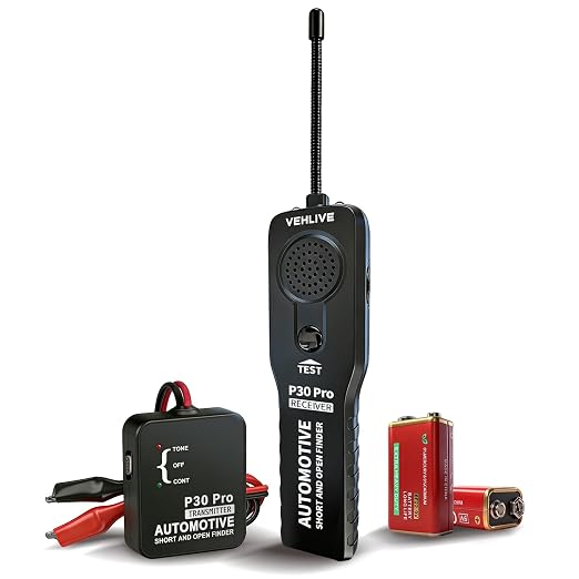 P30 Pro Circuit Tracer with Dual LED Lights, Automotive Electrical Open & Short Finder, Fault Probe Cable Tester, Diagnostic Tool for Vehicle Wiring Repair, Cable Toner, DC 6-42V(With Battery)