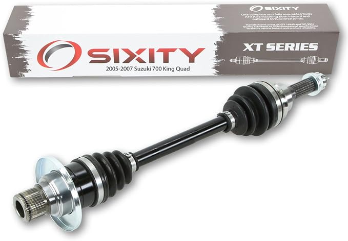 Sixity XT Rear Left CV Axle for Suzuki KingQuad 700 2005-2007 - LT-A700X | 4X4. Complete axle assembly with a 5140 chrome steel shaft, inboard and outboard CV joints, fully assembled