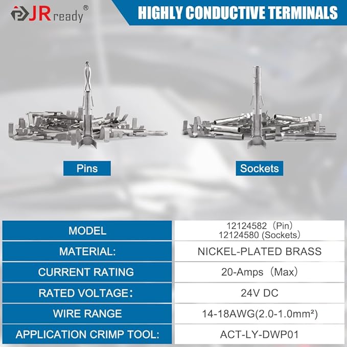 JRready DDS Metal Storage Handle Pin Removal Tool Kit for Weather Pack Metri-Pack Connectors + ST6380-030 Weather Pack Terminal Kit Pins & Sockets 12124582/12124580 14-18AWG F-Crimp Contacts