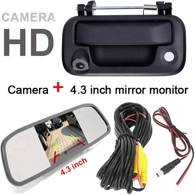 HD Trunk Handle Vehicle Camera Waterproof Tailgate car Rear View Back up Reverse Camera Parking for Ford F150 F250 F350 F450 F550 2008-2014j Night Vision+4.3" Reverse Screen
