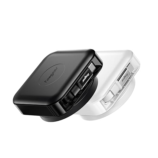 Fasgear Retractable USB-C Cable Desk Mount - 2 Pack 6.6ft USB C 2.0 Cord 60W PD/PPS Fast Charging Compatible for iPhone 17 16 15 Pro Max/iPad/MacBook/Samsung, 360° Rotatable Type C Cable (Black/White)