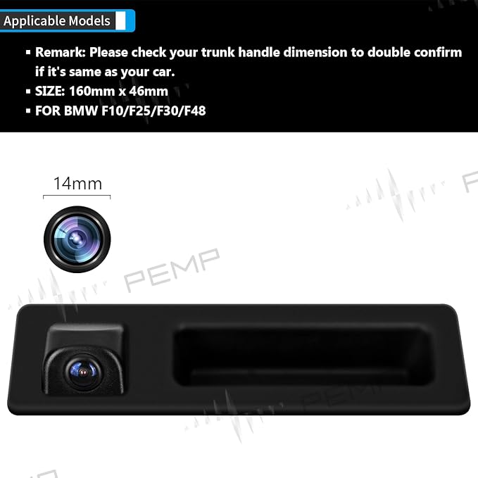 PEMP AHD Backup Camera 720P 25FPS Parking Rear View Reverse Camera for BMW F10 F30 F25 F48