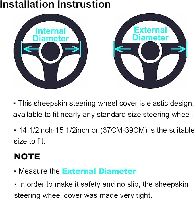 Fluffy Sheepskin Car Seat Cover, Steering Wheel Gear Shift Handbrake Cover for Auto Accessories