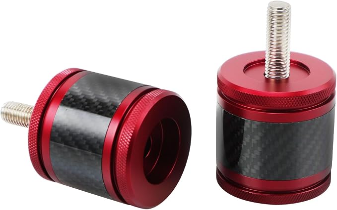 Crash Bar Sliders End Caps CNC Carbon Fiber Inlay Decorative Sliders Fits for 1.25" Front Engine Guard Rear Saddlebag Guard CNC 60mm (Red)