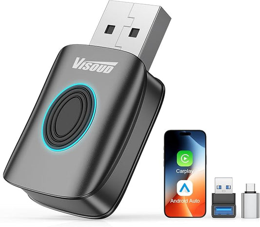 Mini Wireless Carplay Adapter for Apple iPhone & Android Auto Wireless Adapter, Fast and Smooth Converts Wired to Wireless, Plug & Play, Zero delay, (iOS 10+, Android 11+, 2016+ Cars)