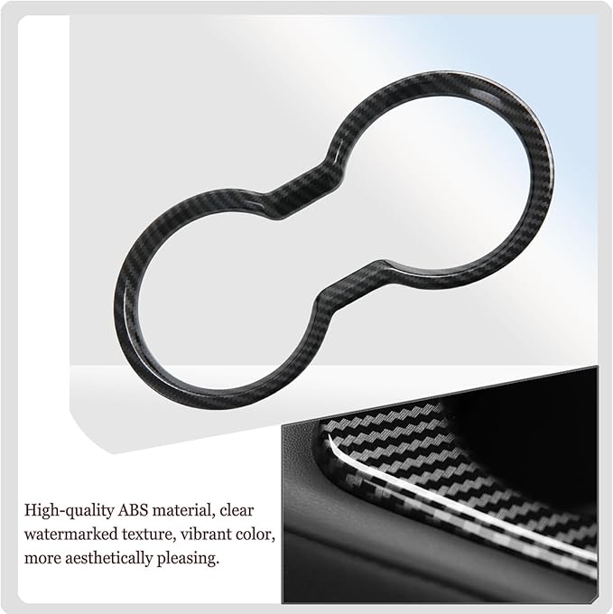 MUXEE Front Cup Holder Trim,for Ford Mustang 2024 2025 2026 - ABS Carbon Fiber Front Cup Holder Protective Panel Cover Sport Interior Trim Accessories
