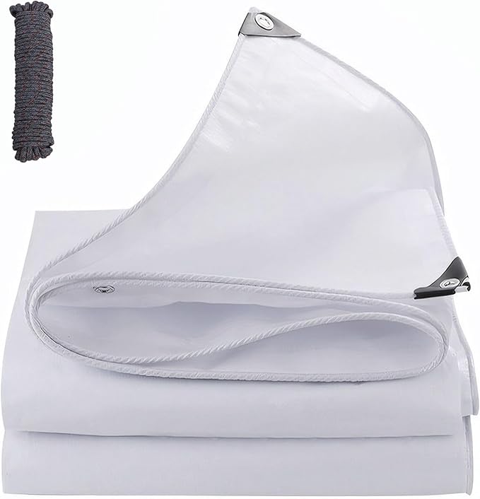 ele ELEOPTION 10x20 Tarp Waterproof Emergency Rain Snow Outdoor Cover Reinforced Edges Large tarp for Camping Patio Pool,Boat, Roof, UV Resistant Use White
