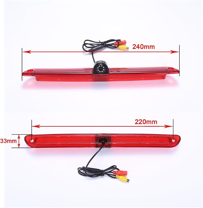 Car Third Roof Top Mount Brake Lamp Light Rear View Reverse Camera,for Benz Sprinter W906 VW Crafter Multivan Caravelle T6 Transporter/Transit/Caravan/Master AA/ohnmobi (with 7-inch Rearse Mirror)